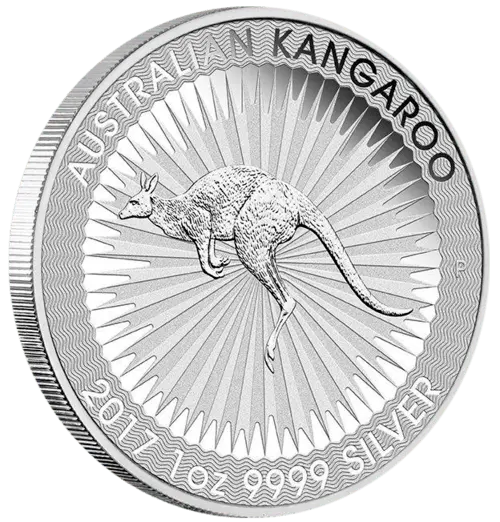 Seitenansicht der 1 Unze Silber Känguru diverse Jahrgänge von Hersteller Perth Mint