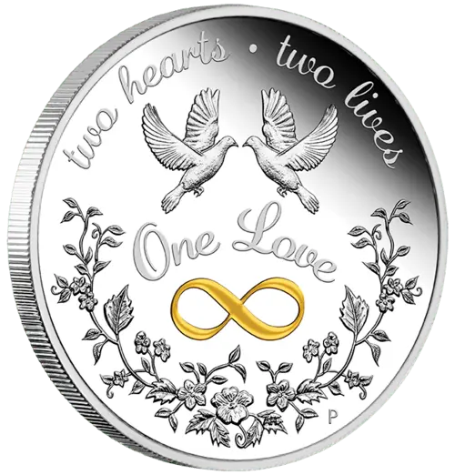 Vorderseite und Rand 1 Unze Silber One Love 2021 - Polierte Platte von Hersteller Perth Mint