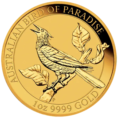 Vorderseite Goldmünze Australien Birds of Paradise - Manucodia Paradiesvogel 2019 1 Unze, der Hersteller Perth Mint Australia