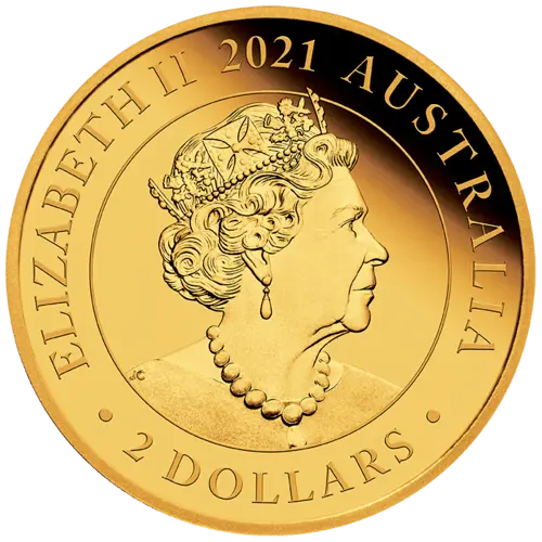 Rückseite Goldmünze 0,5 Gramm Australien Mini Roo 2021, der Hersteller Perth Mint Australia