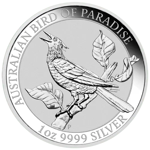 Vorderseite der 1 Unze Silber Australian Birds of Paradise - Manucodia Paradiesvogel 2019 von Hersteller Perth Mint