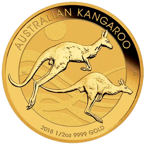 Vorderseite Goldmünze 1/2 Unze Australien Känguru 2018, der Hersteller Perth Mint Australia