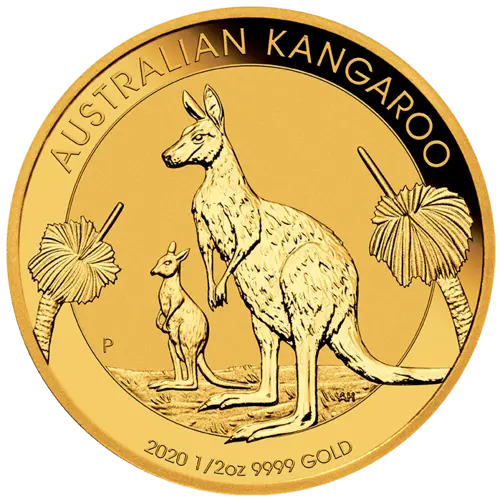 Vorderseite Goldmünze 1/2 Unze Australien Känguru 2020, der Hersteller Perth Mint Australia