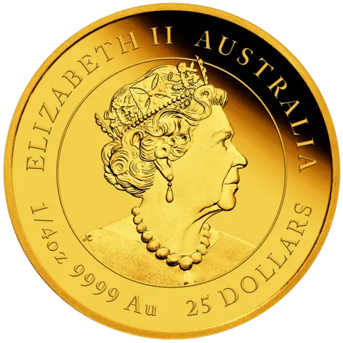 Rückseite Goldmünze 1/4 Unze Lunar III Maus 2020, der Hersteller Perth Mint Australia