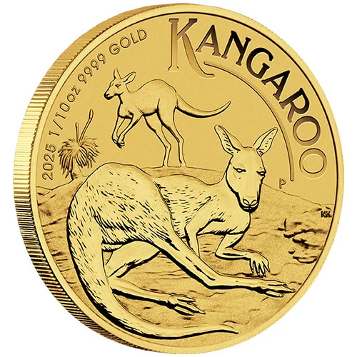 1/10 Unze Gold Australien Känguru 2025 Motiv.