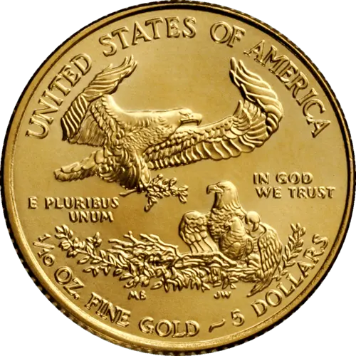 Rückseite Goldmünze 1/10 Unze American Eagle diverse Jahrgänge, der Hersteller United States Mint