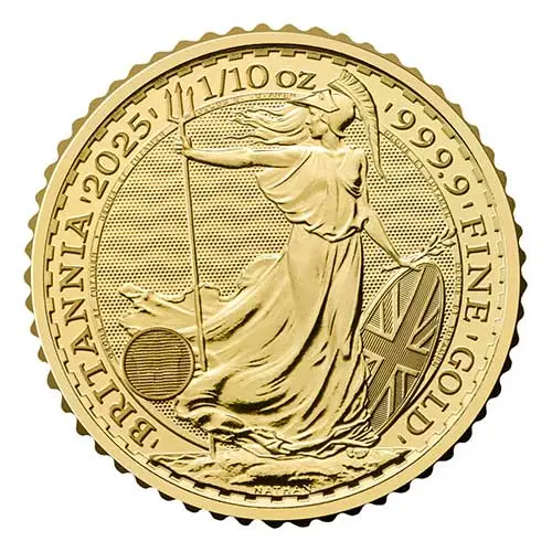 1/10 Unze Gold Britannia 2025 Vorderseite