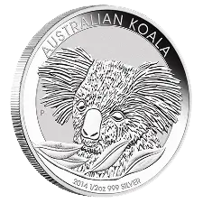 Seitenansicht der 1/2 Unze Silber Australian Koala 2014 von Hersteller Perth Mint