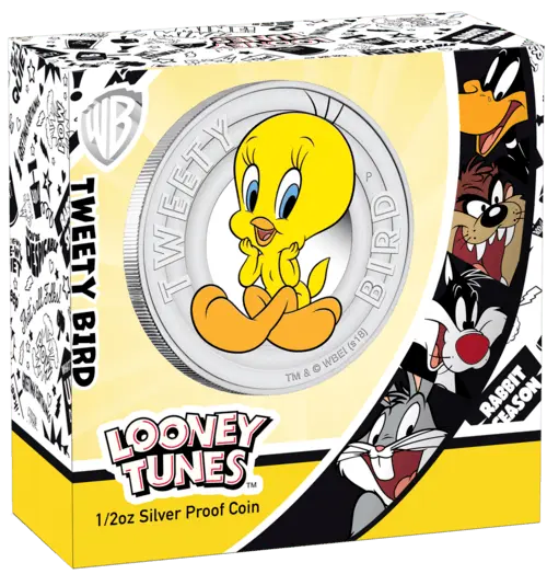 Verpackung der 1/2 Unze Silber Looney Tunes Tweety Birtd 2018 