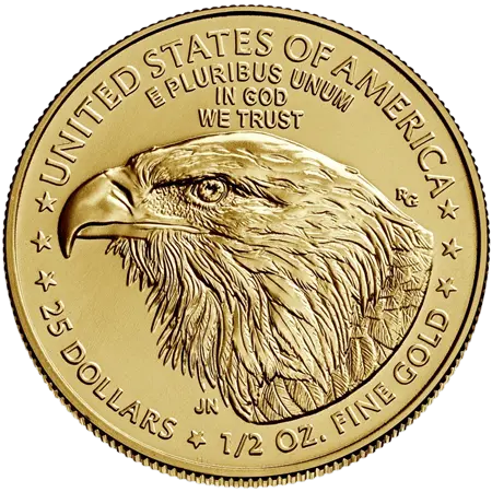 Rückseite Goldmünze 1/2 Unze American Eagle 2021 Typ 2, der Hersteller United States Mint