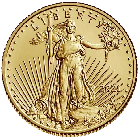 Vorderseite Goldmünze 1/2 Unze American Eagle 2021 Typ 2, der Hersteller United States Mint