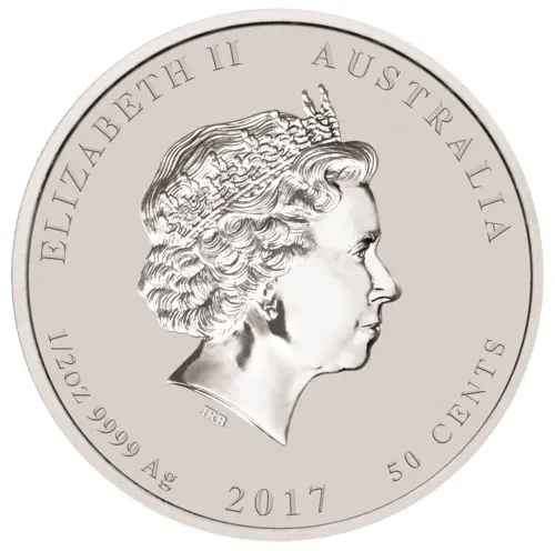 Rückseite der 1/2 Unze Silber Lunar II Hahn 2017 von Hersteller Perth Mint 