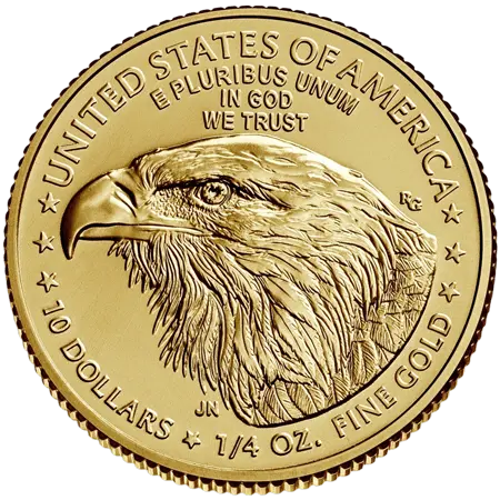 Rückseite Goldmünze 1/4 Unze American Eagle 2021 Typ 2, der Hersteller The United States Mint