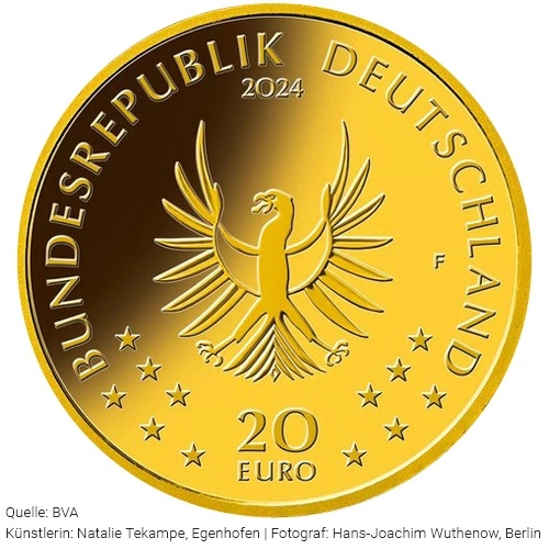 1/8 Unze Gold 20 Euro Rückkehr der Wildtiere Biber 2024 I Münze Deutschland