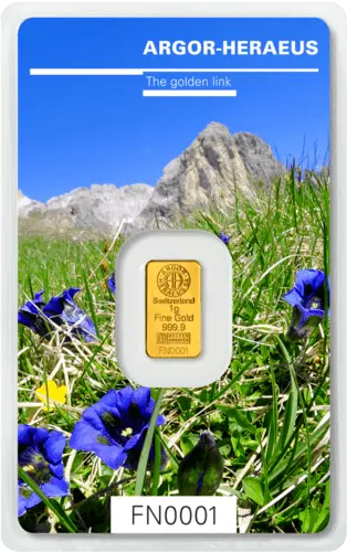 Vorderseite Goldbarren Following Nature Limited Edition Summer 2019 1 Gramm, der Hersteller Argor-Heraeus