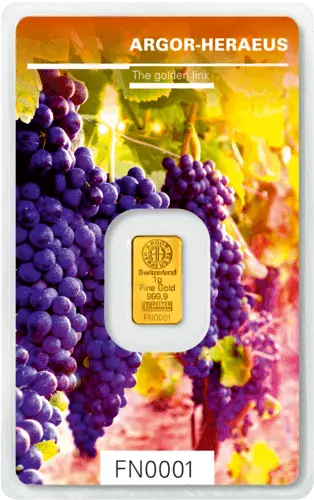 Vorderseite Rückseite Goldbarren Following Nature Limited Edition Autumn 2018 1 Gramm, der Hersteller Argor-Heraeus