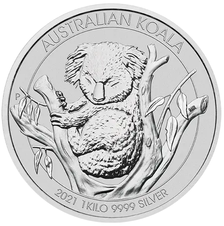 Vorderseite 1 kg Silber Australian Koala 2021 von Hersteller Perth Mint Australien