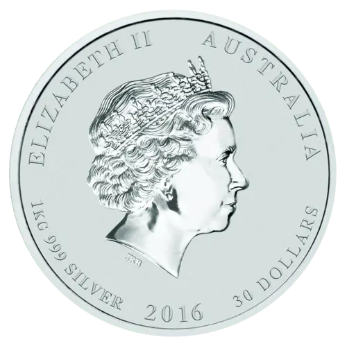 Rückseite der 1 kg Silber Lunar Affe 2016 von Hersteller Perth Mint