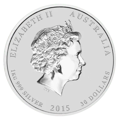 Rückseite der 1 kg Silber Lunar II Ziege 2015 von Hersteller Perth Mint