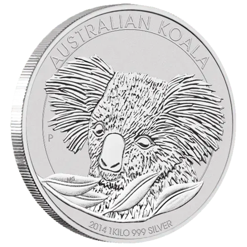 Seitenansicht der 1 kg Silber Australian Koala 2014 von Hersteller Perth Mint