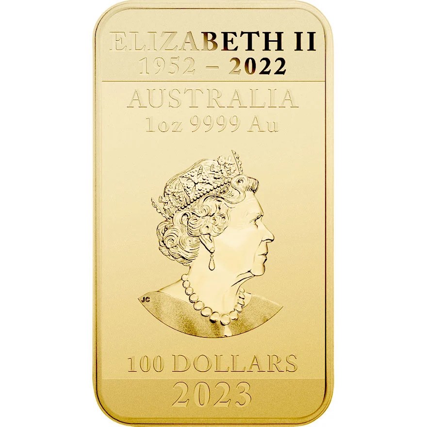 Rückseite Goldmünze Drache 2023 1 Unze, der Hersteller Perth Mint