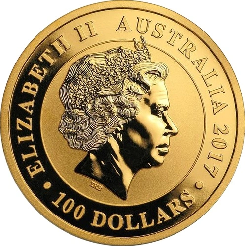 Rückseite Goldmünze 1 Gold Australien Schwan 2017, der Hersteller Perth Mint