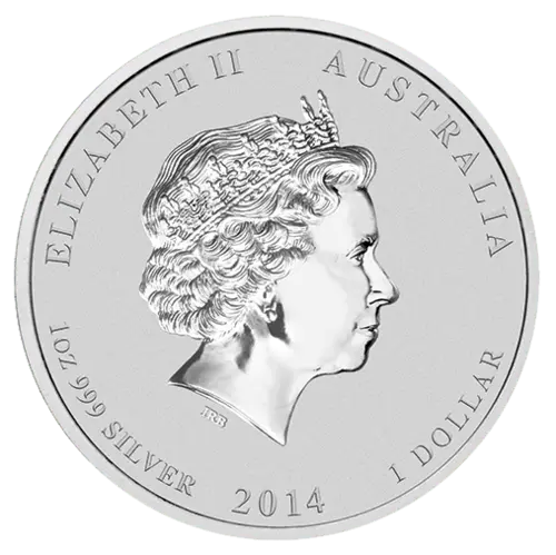 Rückseite der 1 Unze Silber Lunar II Pferd 2014 von Hersteller Perth Mint