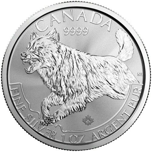 Vorderseite der 1 Unze Silber Kanada Wolf 2018 von Hersteller Canadian Mint