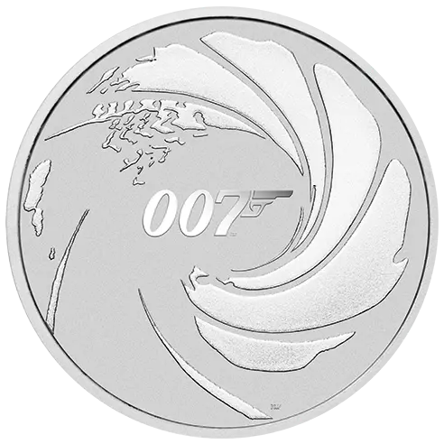 Vorderseite 1 Unze Silber 007 James Bond 2020, von dem Hersteller Perth Mint