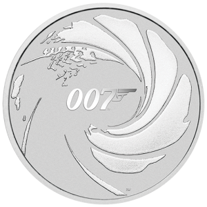 Vorderseite 1 Unze Silber 007 James Bond 2020, von dem Hersteller Perth Mint