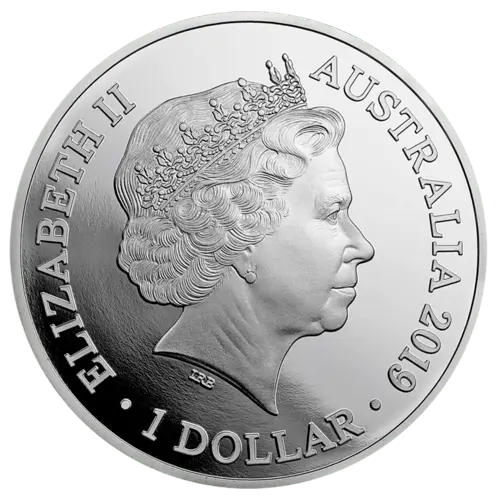 Rückseite der 1 Uze Silber Australien Bottlenose Dolphin 2019, von dem Hersteller Royal Australian Mint