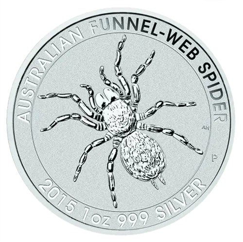 Vorderseite der 1 Unze Silber Australien Trichterspinne 2015 von Hersteller Perth Mint