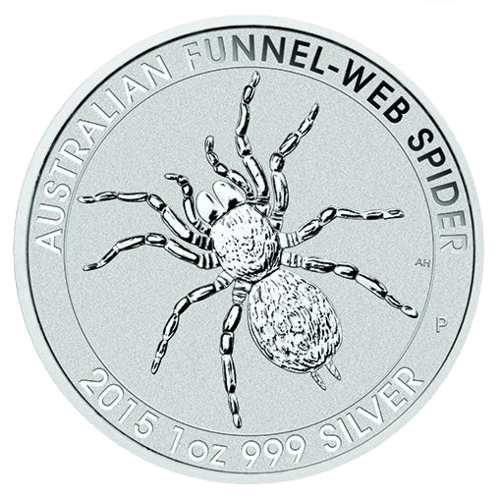 Vorderseite der 1 Unze Silber Australien Trichterspinne 2015 von Hersteller Perth Mint