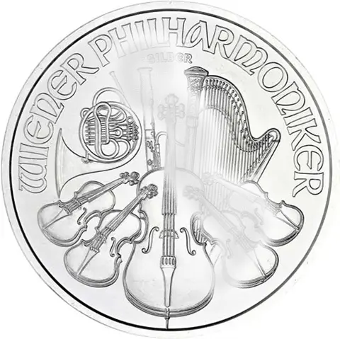 1 Unze Silber Wiener Philharmoniker angelaufen