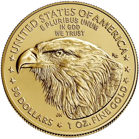 Rückseite Goldmünze 1 Unze American Eagle 2021 Typ 2, der Hersteller United States Mint