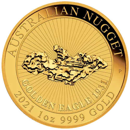 Vorderseite Goldmünze 1 Unze Australian Nugget Golden Eagle 2021, der Hersteller Perth Mint Australia