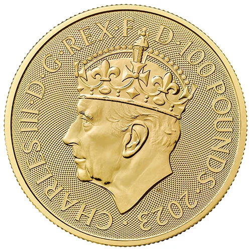 1 Unze Gold Britannia 2023 Charles III. mit Krone Rückseite