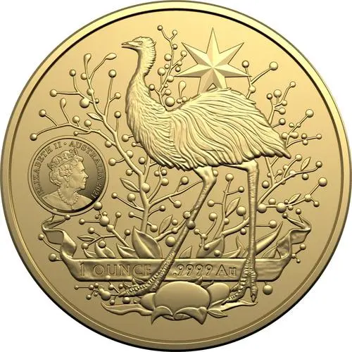 Rückseite Goldmünze 1 Unze Coat of Arms 2021, der Hersteller Royal Australian Mint