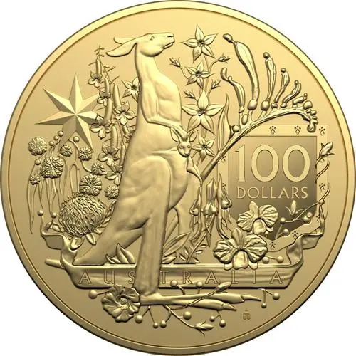 Vorderseite Goldmünze 1 Unze Coat of Arms 2021, der Hersteller Royal Australian Mint