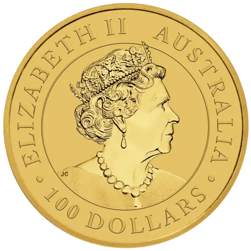 Rückseite Goldmünze 1 Unze Australien Emu 2020, der Hersteller Perth Mint Australia