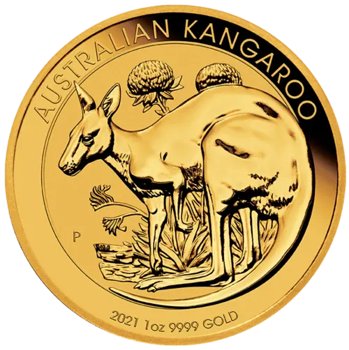 Vorderseite Goldmünze 1 Unze Australien Känguru 2021, der Hersteller Perth Mint Australia