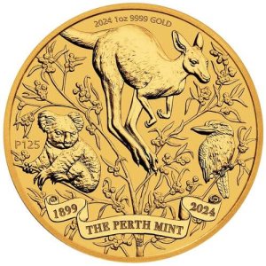 1 Unze Gold 125. Geburtstag Perth Mint 2024 Vorderseite