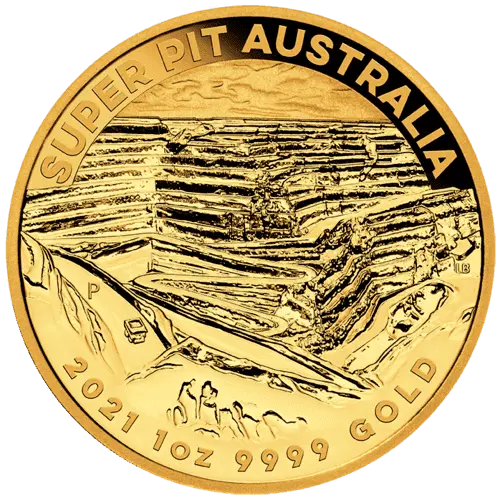 Vorderseite Goldmünze 1 Unze Australien Super Pit 2021, der Hersteller Perth Mint Australia