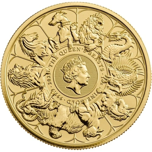 Vorderseite Goldmünze 1 Unze The Queen´s Beasts - Completer Coin 2021, der Hersteller Royal Mint