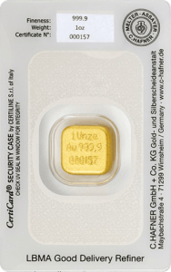 1 oz Gold Hafner gegossen Rückseite