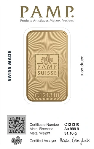 1 Unze Goldbarren PAMP Suisse geprägt