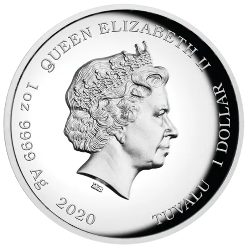 Rückseite 1 Unze Silber 007 James Bond 2020 - Polierte Platte / High Relief, von dem Hersteller Perth Mint