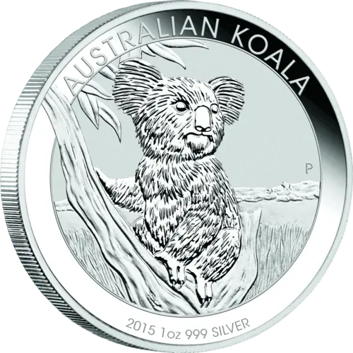 Seitenansicht der 1 Unze Silber Australian Koala 2015 von Hersteller Perth Mint