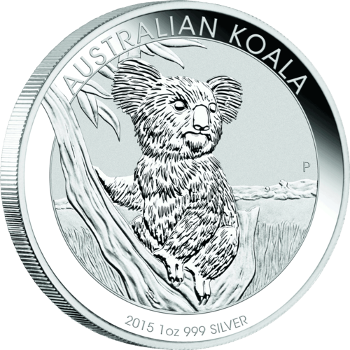 Seitenansicht der 1 Unze Silber Australian Koala 2015 von Hersteller Perth Mint