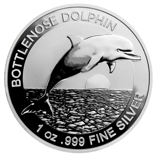 Vorderseite der 1 Uze Silber Australien Bottlenose Dolphin 2019, von dem Hersteller Royal Australian Mint